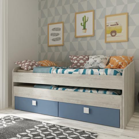 Dětská postel s přistýlkou a šuplíky Bo12 - smoky blue - Nábytek aldo - NE
