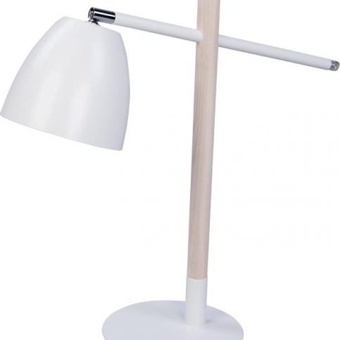 Mørtens Furniture Stolní lampa, 55 cm, bílá, olšové dřevo kov, skandinávský design - M DUM.cz