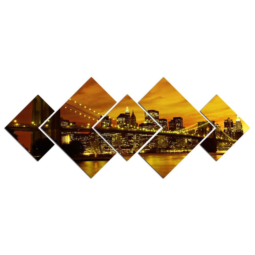 Vícedílný obraz Midnight Bridge, 120 x 50 cm - Bonami.cz