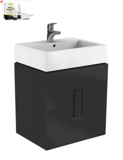 Koupelnová skříňka s umyvadlem Kolo Twins 60x70 cm černá mat SIKONKOTW602CM - Siko - koupelny - kuchyně
