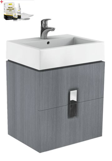 Koupelnová skříňka s umyvadlem Kolo Twins 60x70 cm grafit stříbrný SIKONKOTW602SG - Siko - koupelny - kuchyně
