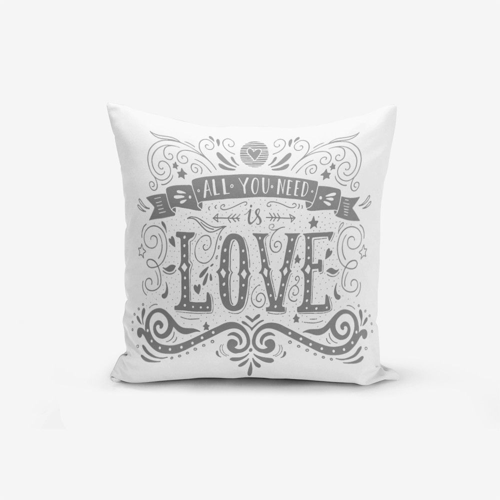 Povlak na polštář s příměsí bavlny Minimalist Cushion Covers Love is, 45 x 45 cm - Bonami.cz