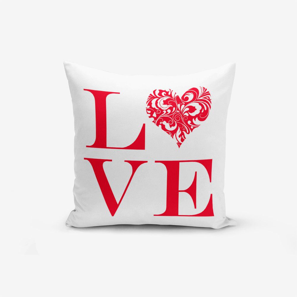 Povlak na polštář s příměsí bavlny Minimalist Cushion Covers Love Red, 45 x 45 cm - Bonami.cz