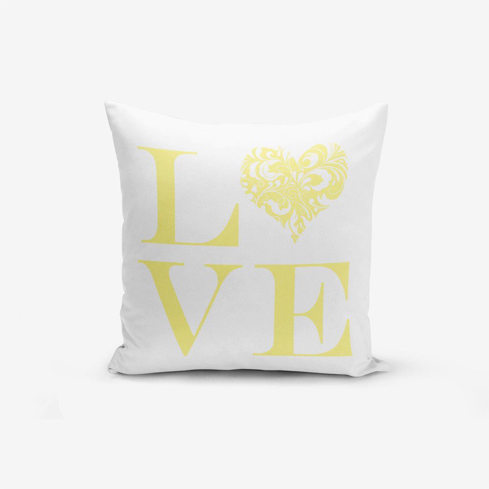 Povlak na polštář s příměsí bavlny Minimalist Cushion Covers Love Yellow, 45 x 45 cm - Bonami.cz