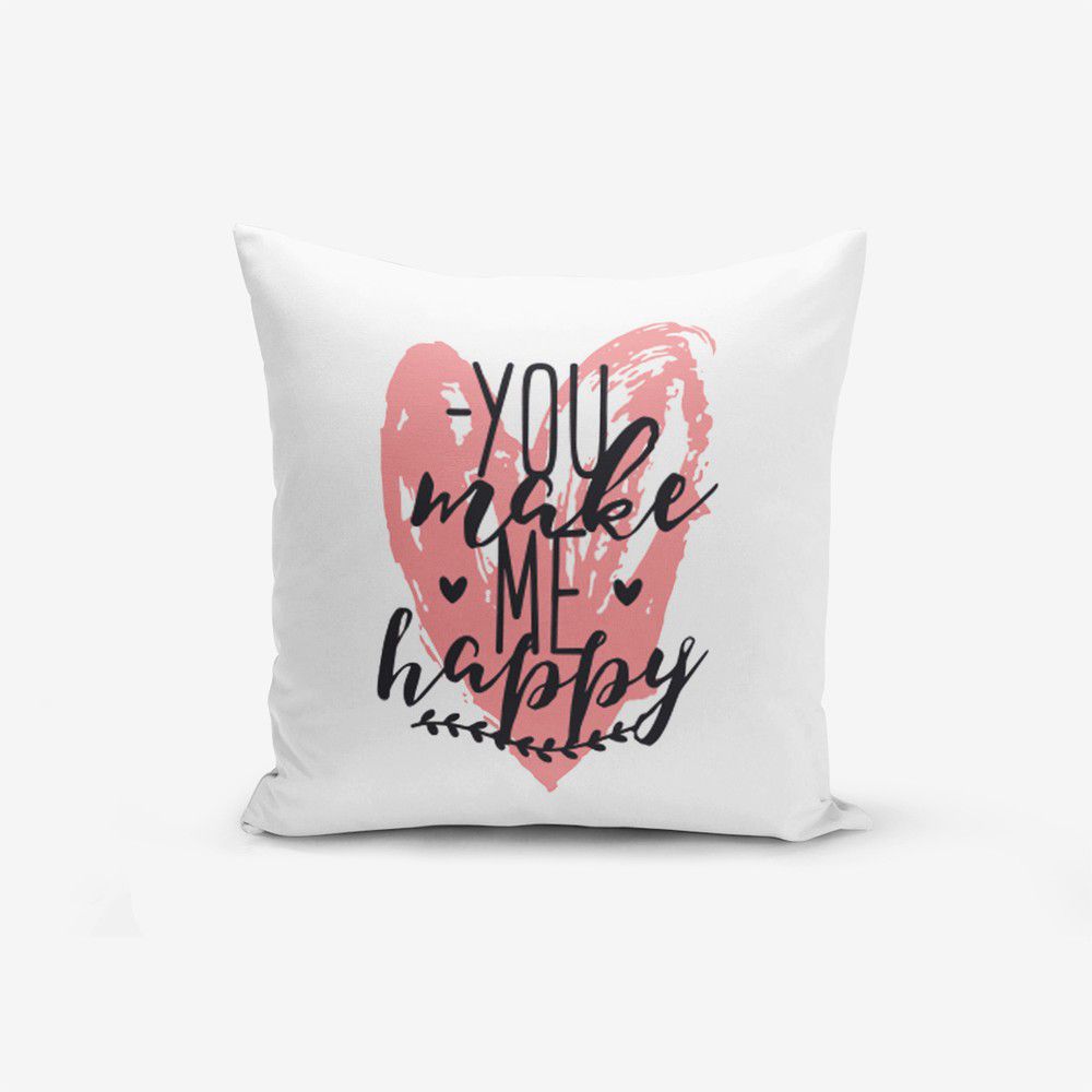 Povlak na polštář s příměsí bavlny Minimalist Cushion Covers You Make me Happy, 45 x 45 cm - Bonami.cz