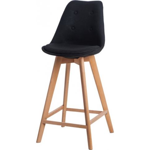 Mørtens Furniture Barová židle s dřevěnou podnoží Norby čalouněná, černá Barva: - M DUM.cz