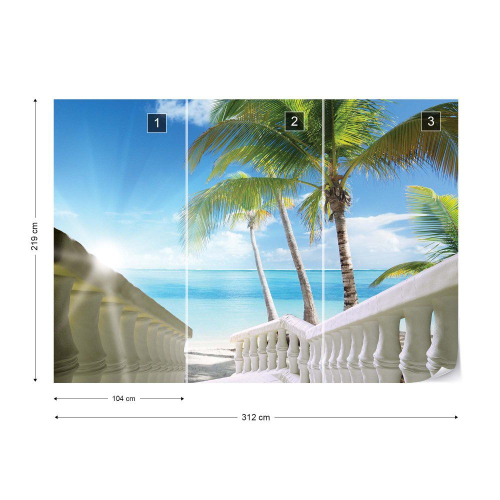 Fototapeta GLIX - Beach Tropical Sea Palms + lepidlo ZDARMA Vliesová tapeta  - 312x219 cm - GLIX DECO s.r.o.