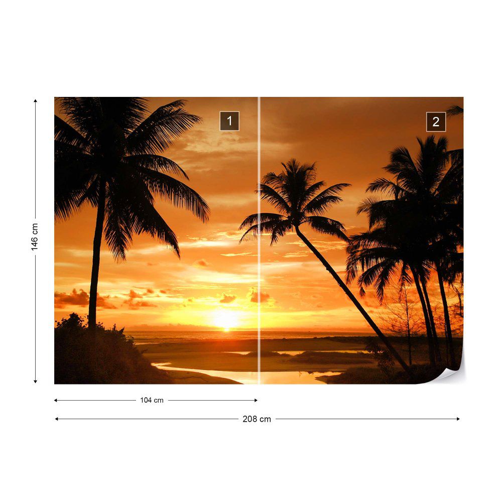 Fototapeta GLIX - Beach Tropical Sunset Palms + lepidlo ZDARMA Vliesová tapeta  - 208x146 cm - GLIX DECO s.r.o.