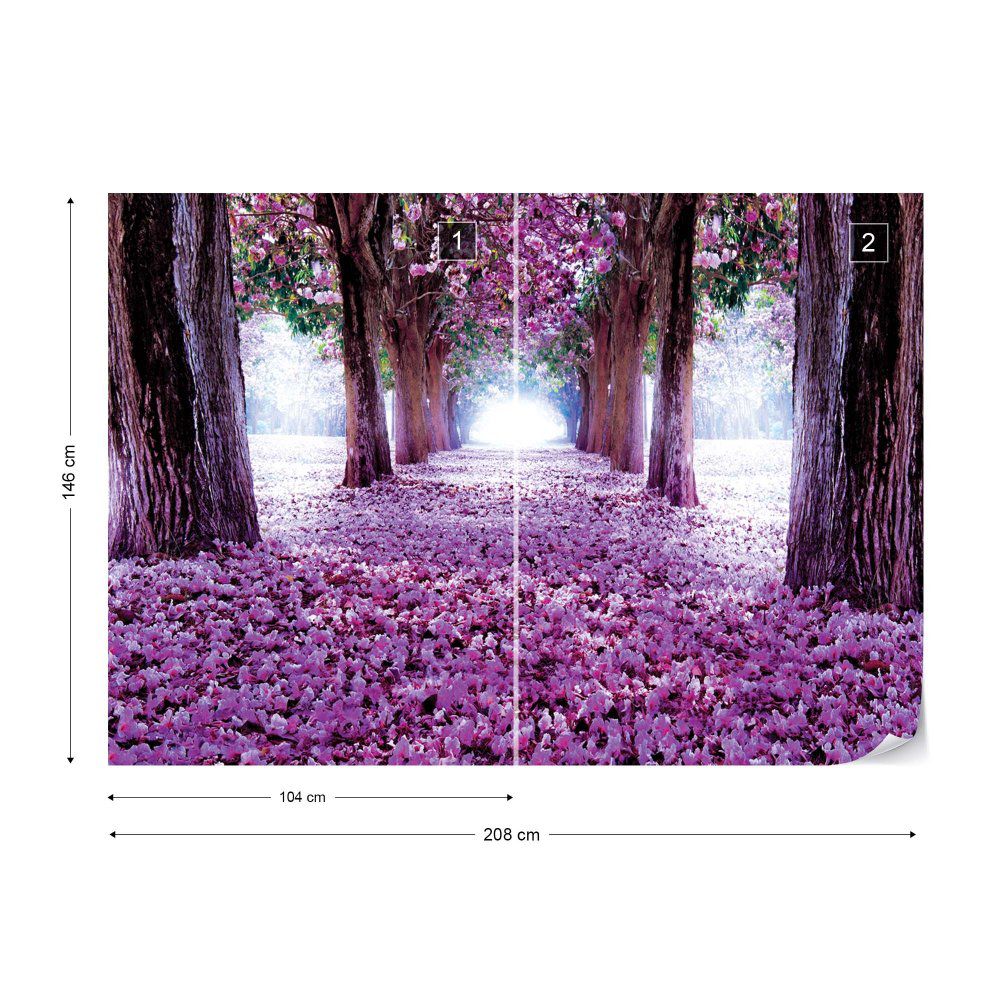 Fototapeta GLIX - Flowers Trees Path Purple + lepidlo ZDARMA Vliesová tapeta  - 208x146 cm - GLIX DECO s.r.o.