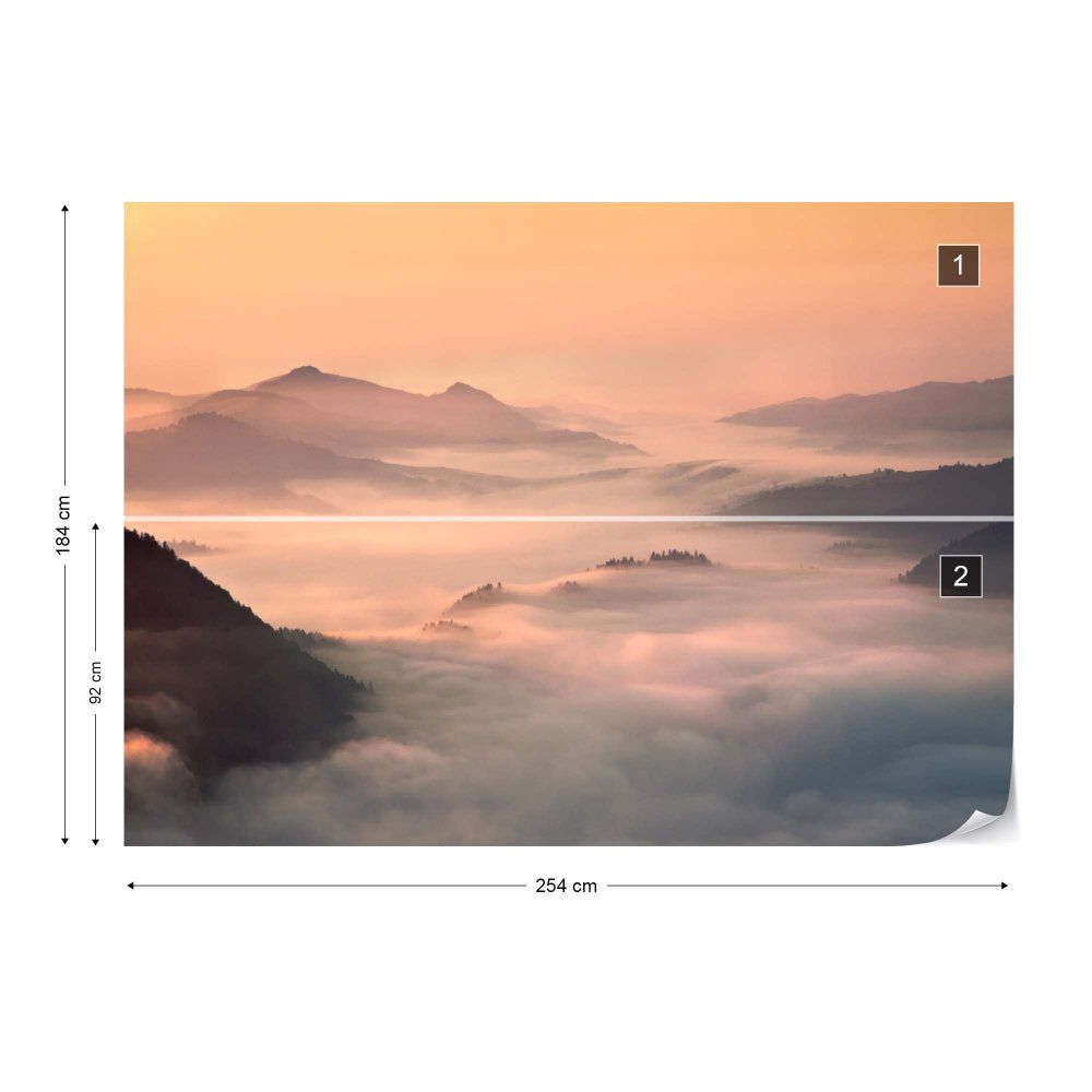Fototapeta GLIX - Foggy Morning In The Mountains + lepidlo ZDARMA Vliesová tapeta  - 254x184 cm - GLIX DECO s.r.o.