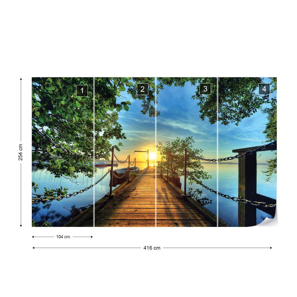 Fototapeta GLIX - Lake Pier Sunset + lepidlo ZDARMA Vliesová tapeta  - 416x254 cm - GLIX DECO s.r.o.