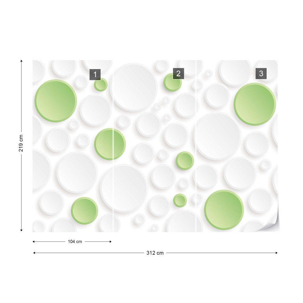 Fototapeta GLIX - 3D Green And White Circles + lepidlo ZDARMA Vliesová tapeta  - 312x219 cm - GLIX DECO s.r.o.