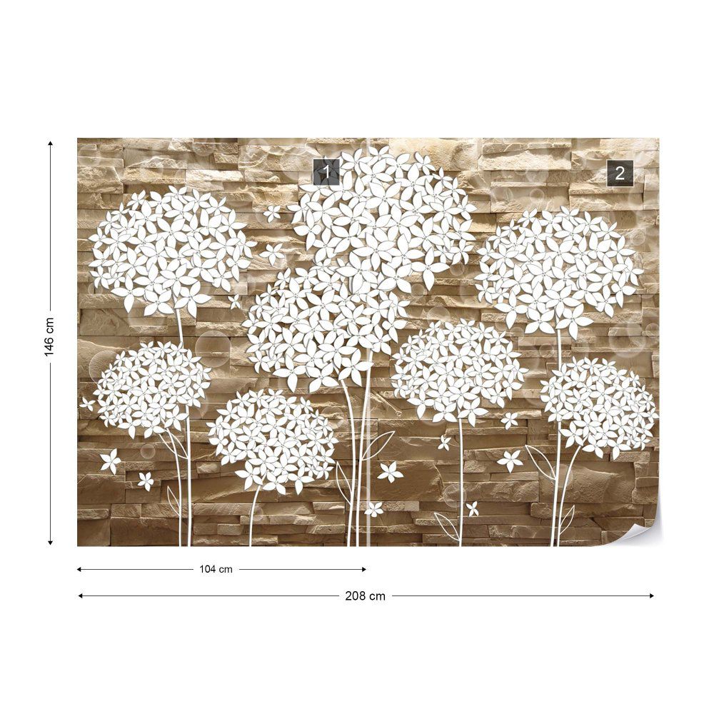 Fototapeta GLIX - Flowers Illustration Stone Background + lepidlo ZDARMA Vliesová tapeta  - 208x146 cm - GLIX DECO s.r.o.
