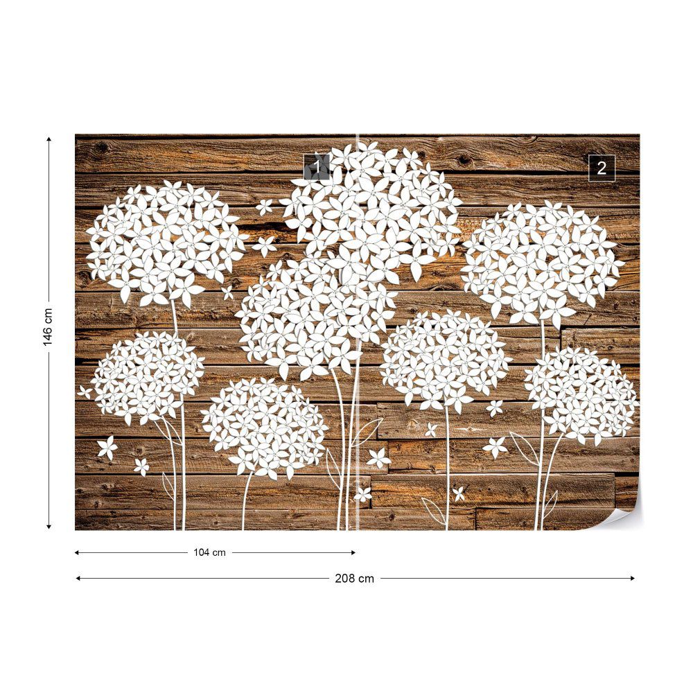 Fototapeta GLIX - Flowers Illustration Wood Background + lepidlo ZDARMA Vliesová tapeta  - 208x146 cm - GLIX DECO s.r.o.