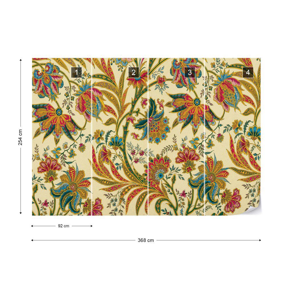 Fototapeta GLIX - Flowers Plants Vintage Pattern  + lepidlo ZDARMA Vliesová tapeta  - 368x254 cm - GLIX DECO s.r.o.