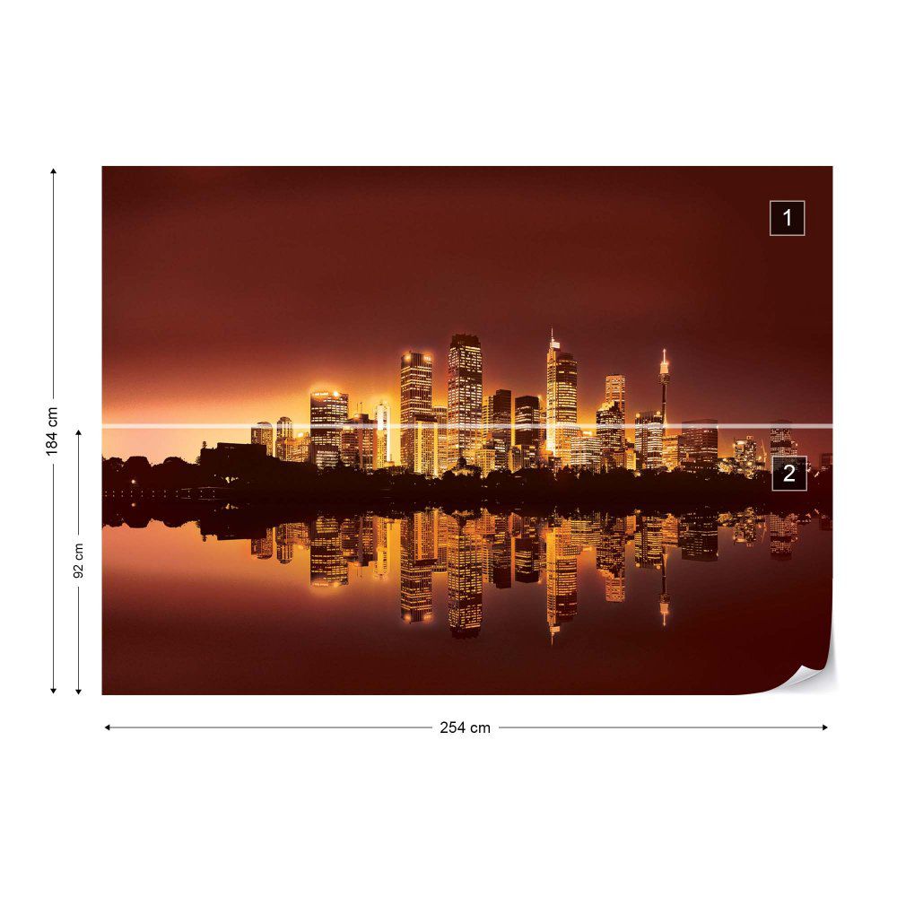 Fototapeta GLIX - City Skyline At Sunset Orange + lepidlo ZDARMA Vliesová tapeta  - 254x184 cm - GLIX DECO s.r.o.