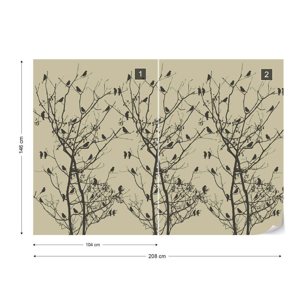 Fototapeta GLIX - Silhouette Tree And Birds  + lepidlo ZDARMA Vliesová tapeta  - 208x146 cm - GLIX DECO s.r.o.