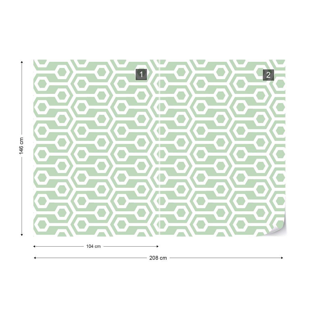Fototapeta GLIX - Green Geometric Retro Pattern + lepidlo ZDARMA Vliesová tapeta  - 208x146 cm - GLIX DECO s.r.o.