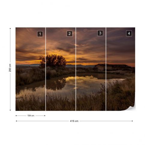 Fototapeta - Bardenas Sunset Vliesová tapeta  - 416x290 cm - GLIX DECO s.r.o.