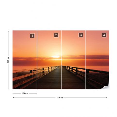 GLIX Fototapeta - Ocean Pier Sunset Vliesová tapeta  - 416x254 cm - GLIX DECO s.r.o.