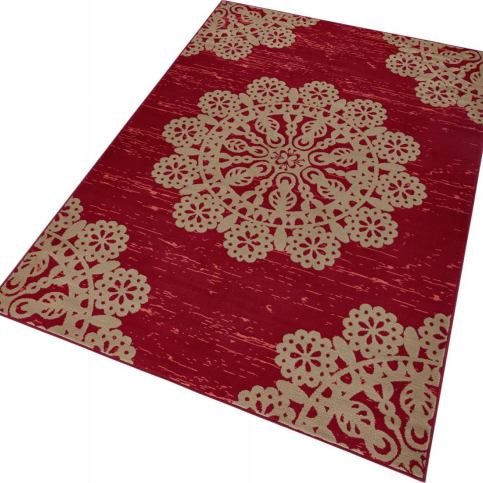 Hanse Home Collection koberce Kusový koberec Gloria | červený | květina Rozměry koberců: 80x150cm MK - Veselá Žena.cz