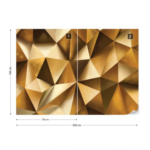 GLIX Fototapeta - 3D Gold Polygon Texture Vliesová tapeta  - 208x146 cm - GLIX DECO s.r.o.