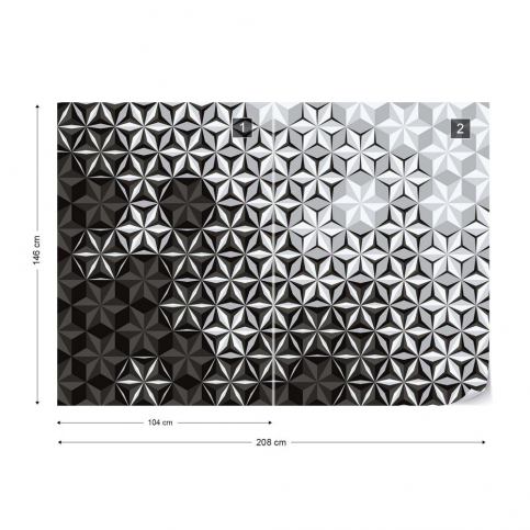 GLIX Fototapeta - 3D Modern Grey And White Triangles Design Vliesová tapeta  - 208x146 cm - GLIX DECO s.r.o.