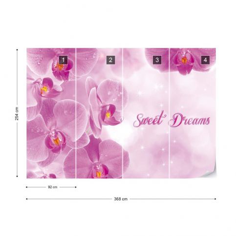 GLIX Fototapeta - Flowers Orchids Pink \"Sweet Dreams\" Vliesová tapeta  - 368x254 cm - GLIX DECO s.r.o.