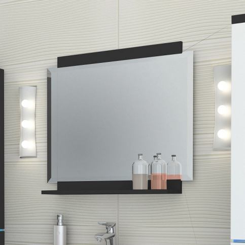 Koupelnové zrcadlo s policí TALUN, 60x60x15, černá - Expedo s.r.o.
