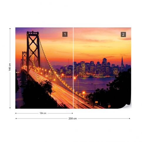 GLIX Fototapeta - City Skyline Golden Gate Bridge I. Vliesová tapeta  - 208x146 cm - GLIX DECO s.r.o.