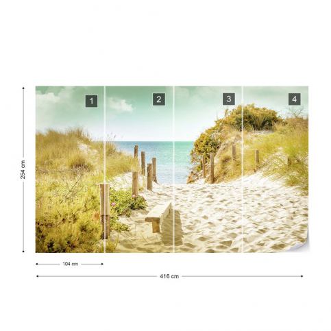 GLIX Fototapeta - Pastel Colours Beach Sand Dune Path II. Vliesová tapeta  - 416x254 cm - GLIX DECO s.r.o.