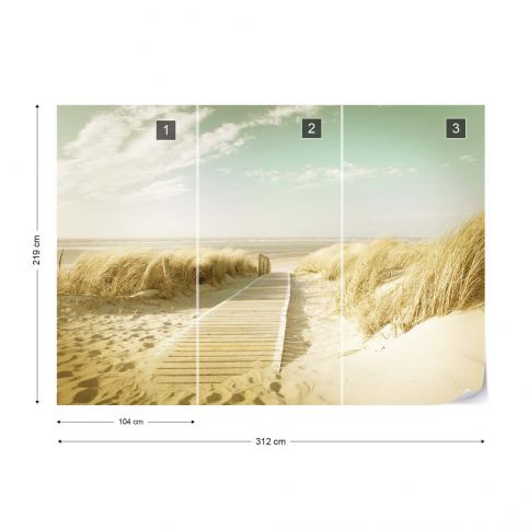 GLIX Fototapeta - Pastel Colours Sandy Beach V. Vliesová tapeta  - 312x219 cm - GLIX DECO s.r.o.