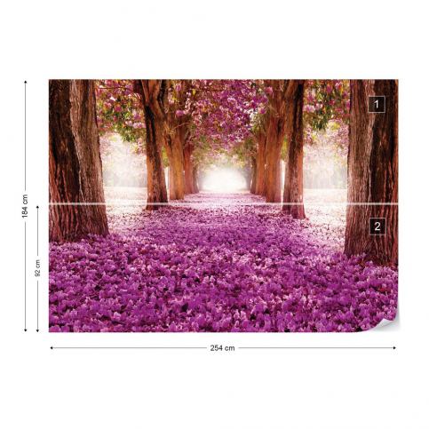 GLIX Fototapeta - Pink Trees Path Vliesová tapeta  - 254x184 cm - GLIX DECO s.r.o.