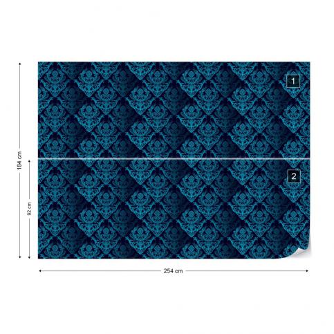 GLIX Fototapeta - Floral Pattern Blue II. Vliesová tapeta  - 254x184 cm - GLIX DECO s.r.o.
