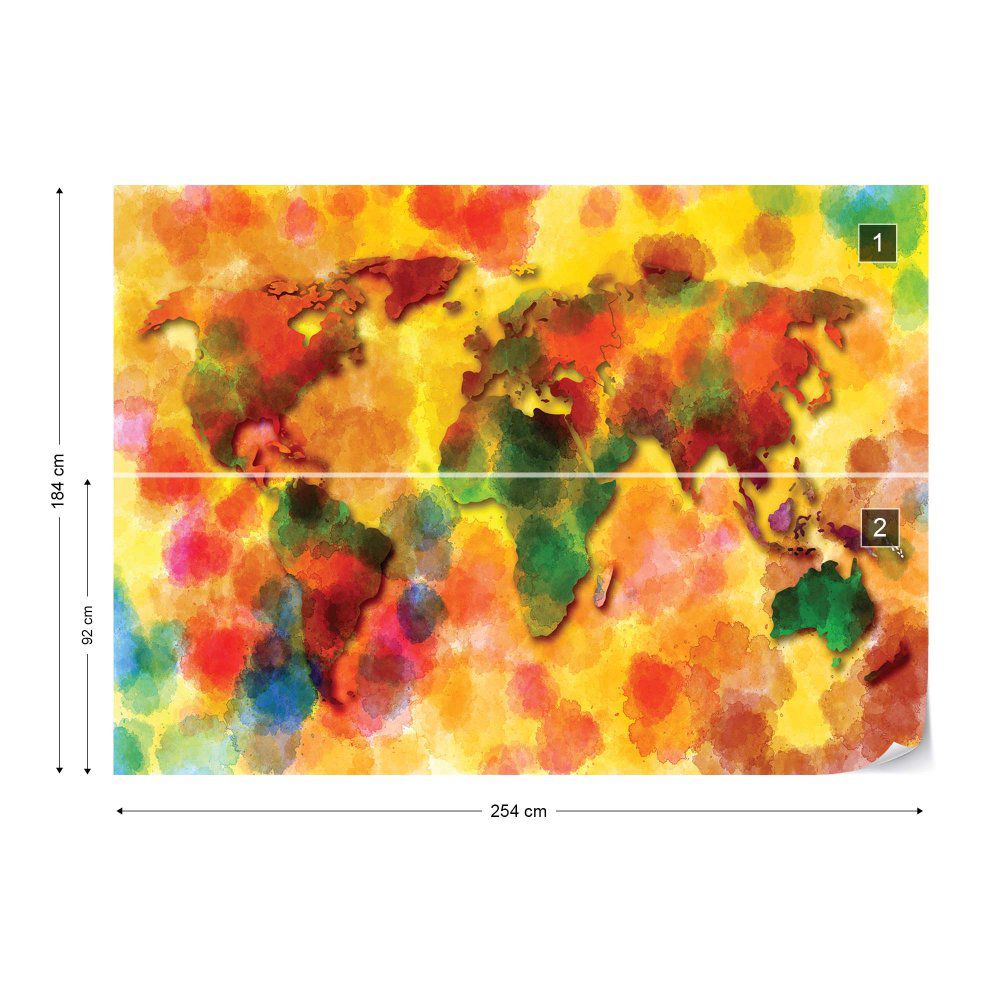 Fototapeta GLIX - Colourful World Map + lepidlo ZDARMA Vliesová tapeta  - 254x184 cm - GLIX DECO s.r.o.