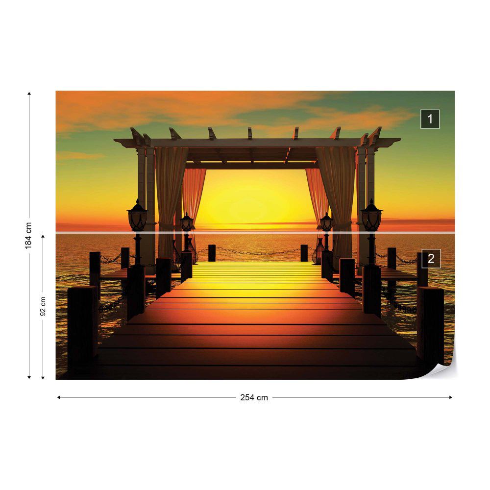 Fototapeta GLIX - Sunset Paradise Sea Pier + lepidlo ZDARMA Vliesová tapeta  - 254x184 cm - GLIX DECO s.r.o.