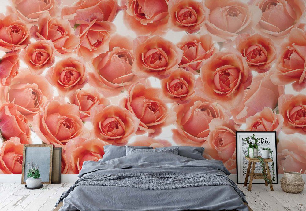 Fototapeta - Pink Roses Flowers Vliesová tapeta  - 206x275 cm - GLIX DECO s.r.o.