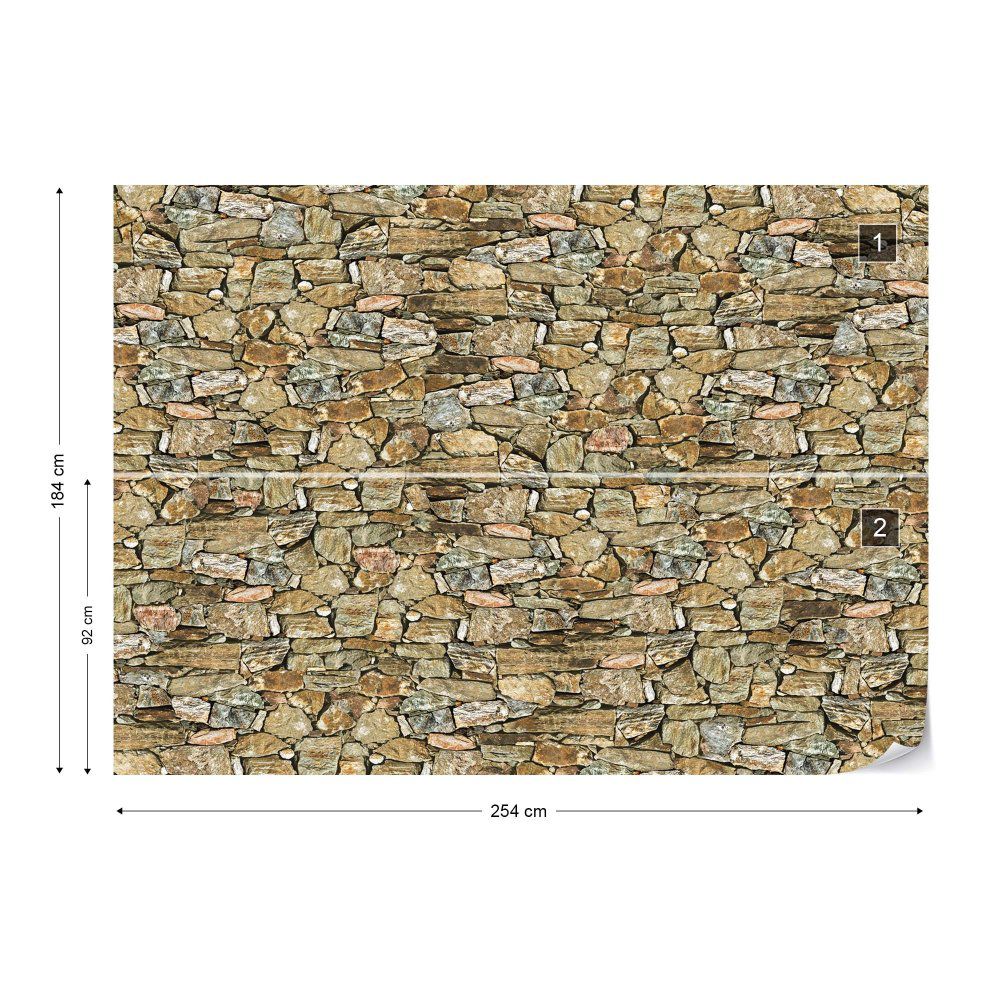 Fototapeta - Rustic Stone Wall Vliesová tapeta  - 254x184 cm - GLIX DECO s.r.o.