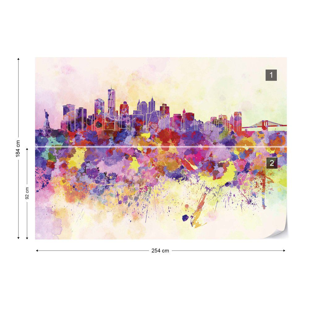 Fototapeta GLIX - Watercolour City Skyline + lepidlo ZDARMA Vliesová tapeta  - 254x184 cm - GLIX DECO s.r.o.