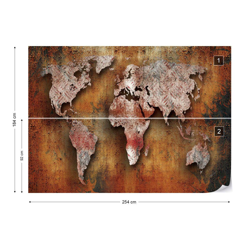 Fototapeta GLIX - Grunge Rust World Map  + lepidlo ZDARMA Vliesová tapeta  - 254x184 cm - GLIX DECO s.r.o.