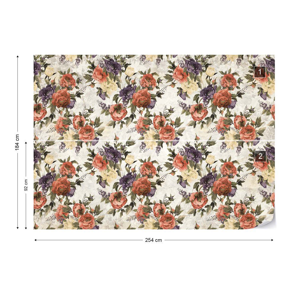 Fototapeta GLIX - Vintage Floral Pattern 2 + lepidlo ZDARMA Vliesová tapeta  - 254x184 cm - GLIX DECO s.r.o.