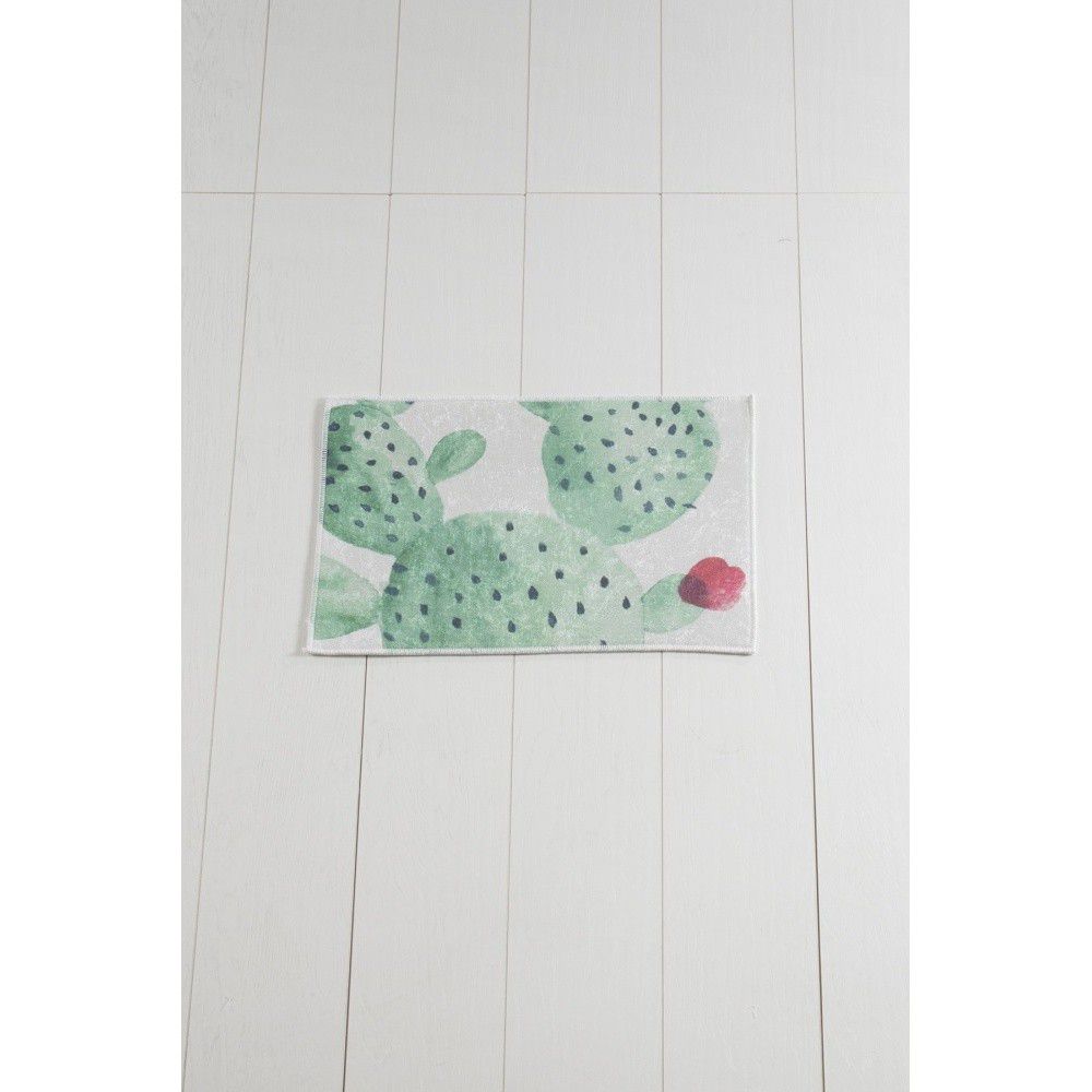Bílo-zelená koupelnová předložka Tropica Cactus II, 60 x 40 cm - Bonami.cz