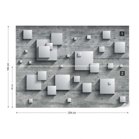GLIX Fototapeta - Abstract 3D Design Squares Concrete Vliesová tapeta  - 254x184 cm - GLIX DECO s.r.o.