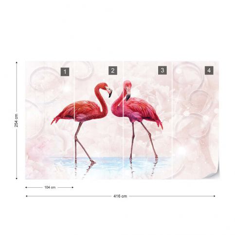GLIX Fototapeta - Modern Tropical Flamingos I. Vliesová tapeta  - 416x254 cm - GLIX DECO s.r.o.