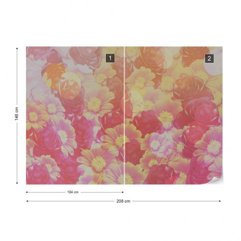 GLIX Fototapeta - Pink Orange Flowers Vliesová tapeta  - 208x146 cm - GLIX DECO s.r.o.