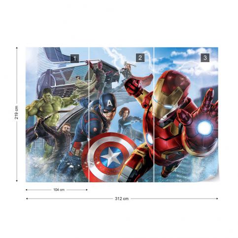 Fototapeta - Marvel Avengers IX. Vliesová tapeta  - 312x219 cm - GLIX DECO s.r.o.