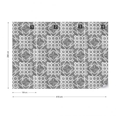 GLIX Fototapeta - Vintage Tile Pattern I. Vliesová tapeta  - 416x290 cm - GLIX DECO s.r.o.