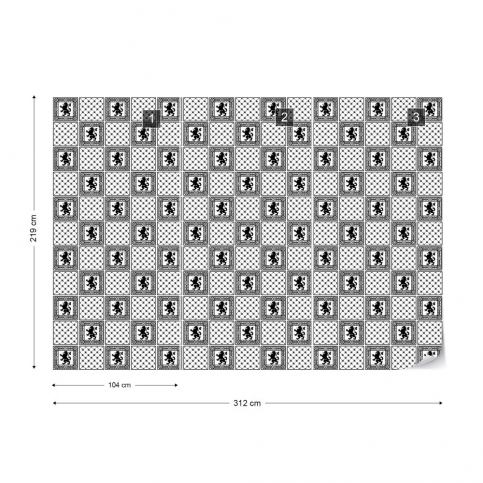 GLIX Fototapeta - Vintage Tiles Pattern Black And White Vliesová tapeta  - 312x219 cm - GLIX DECO s.r.o.