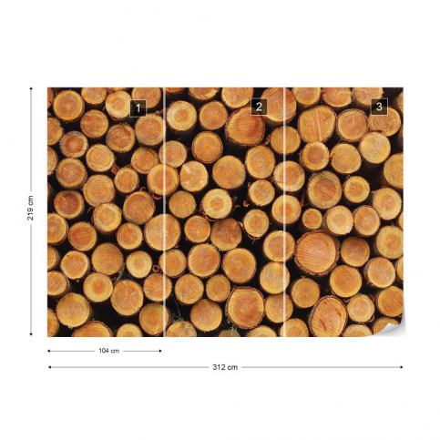 GLIX Fototapeta - Wood Texture Logs Vliesová tapeta  - 312x219 cm - GLIX DECO s.r.o.