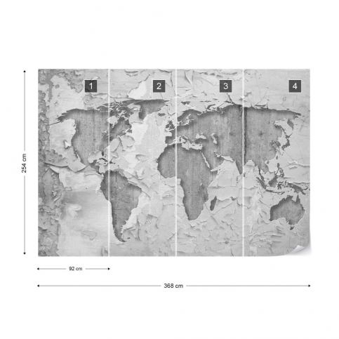 GLIX Fototapeta - World Map Concrete Grunge Texture Vliesová tapeta  - 368x254 cm - GLIX DECO s.r.o.